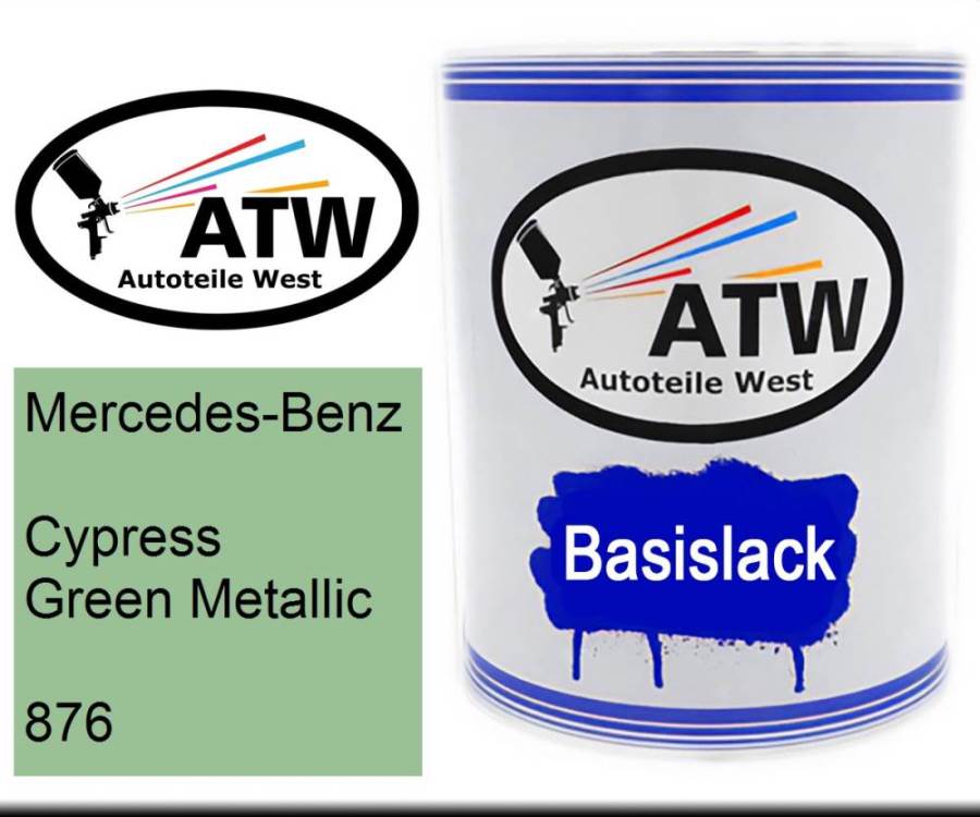 Mercedes-Benz, Cypress Green Metallic, 876: 1L Lackdose, von ATW Autoteile West.